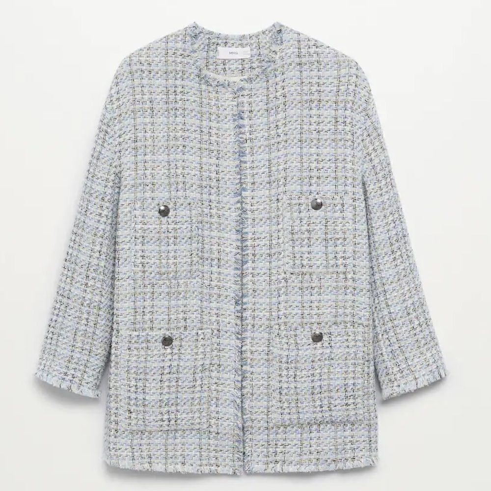 Mango Tweed Blazer Open Front New - Picture 7 of 8
